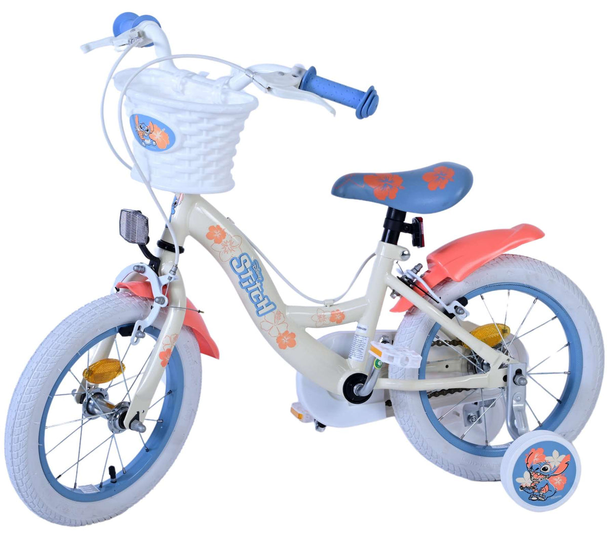 Stitch stitch children's bike girls 14 inch cream coral blue two hand brakes