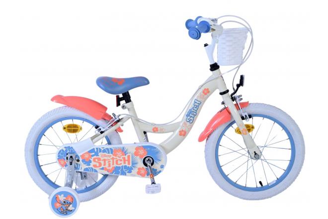 Sting Stitch Children's Bike Girls 16 Inch Cream Coral Blue Two Hand Brakes