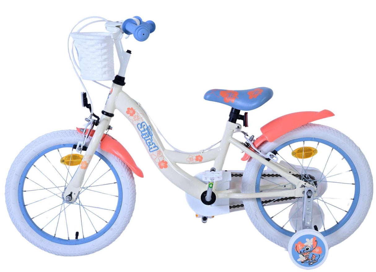 Stitch Stitch Children's Bike Girls 16 pouces Crème Coral Bleu à deux mains Freins