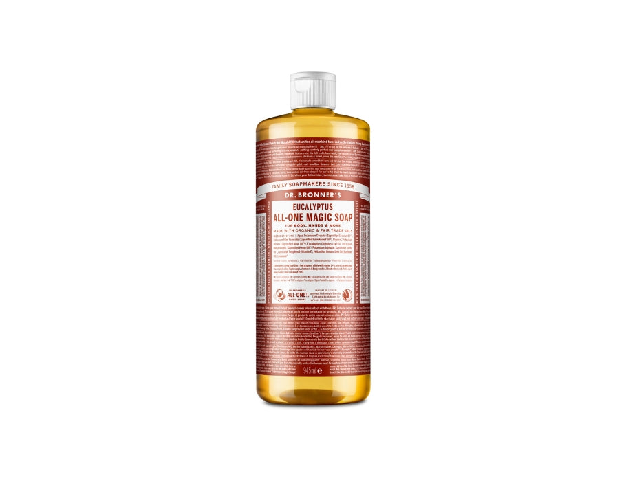 En Dr. DG. Bronner's Flëssegkeet Seife séng Castile Eucalyptus 945 ML