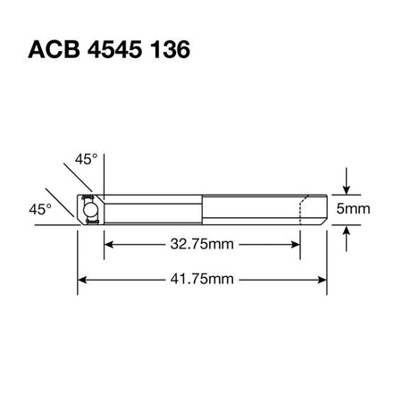 Enduro ložiska acb 4545 136 ss - 440c nerez (úhlový kontakt) - 32,75x41,75x6 (45x45°)