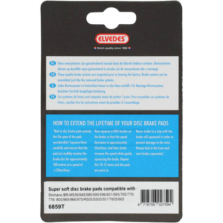 Elvedes disc brake pad set - Shimano - organic compound (resin) - 1 pair