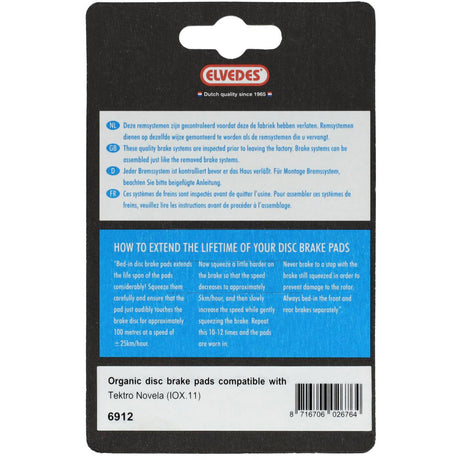 Elvedes cable systems bv disc brake pads elvedes tektro novela | 6912 | organic
