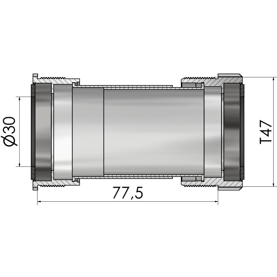 Elvedes bottom bracket thread fit T47A (Cervélo) for 30mm