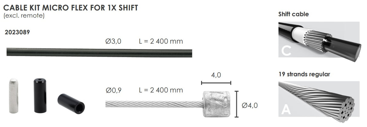 Elvedes Schakel Cable Kit Micro Flex Ø3,2 mm 2400mm 2500mm