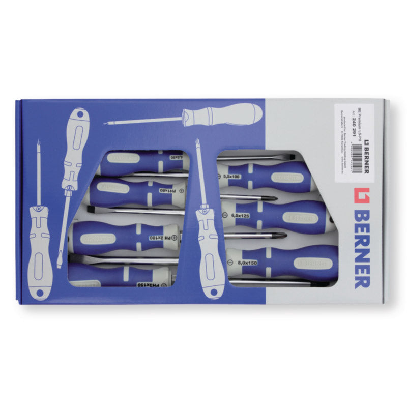 Berner 240291 Schraupdrive Set 7-Stéck 4x flaach an 3x Kräizhead