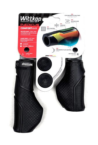 Handlebar grips doctor short long black with aluminum lock ring blister