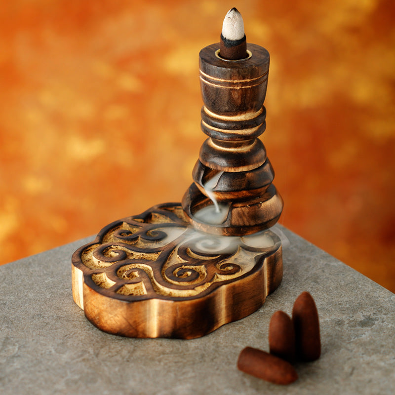 Happy tree mango wood backflow incense holder