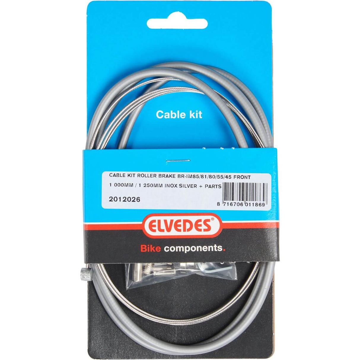 Elvedes Ventemal Cable for Rollerbrake BR-IM85 .RV, Silver Buitenkabel 1000mm 1250mm indre kabel