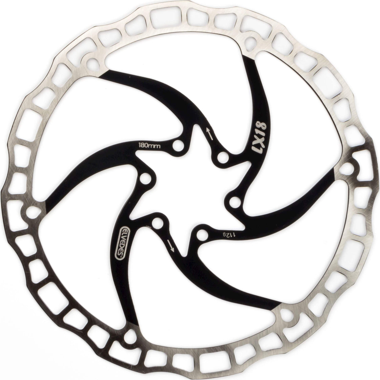 Elvedes One Piece Rotor 180mm 112G 6 holes+Bout Black 2015197