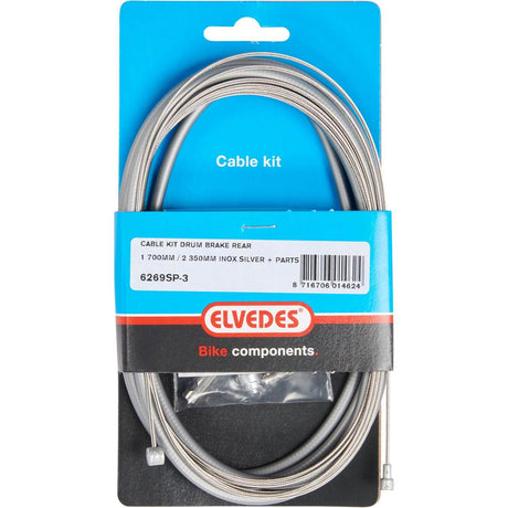 Elvedes drum brake cable kit 1700mm 2250mm stainless steel - silver (on card)