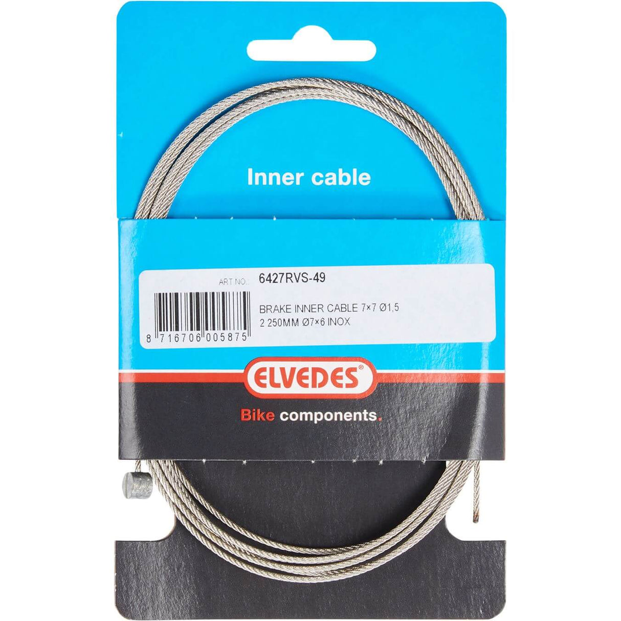 Elvedes Rem binnenkabel 2250mm T-nippel 6427RVS-49