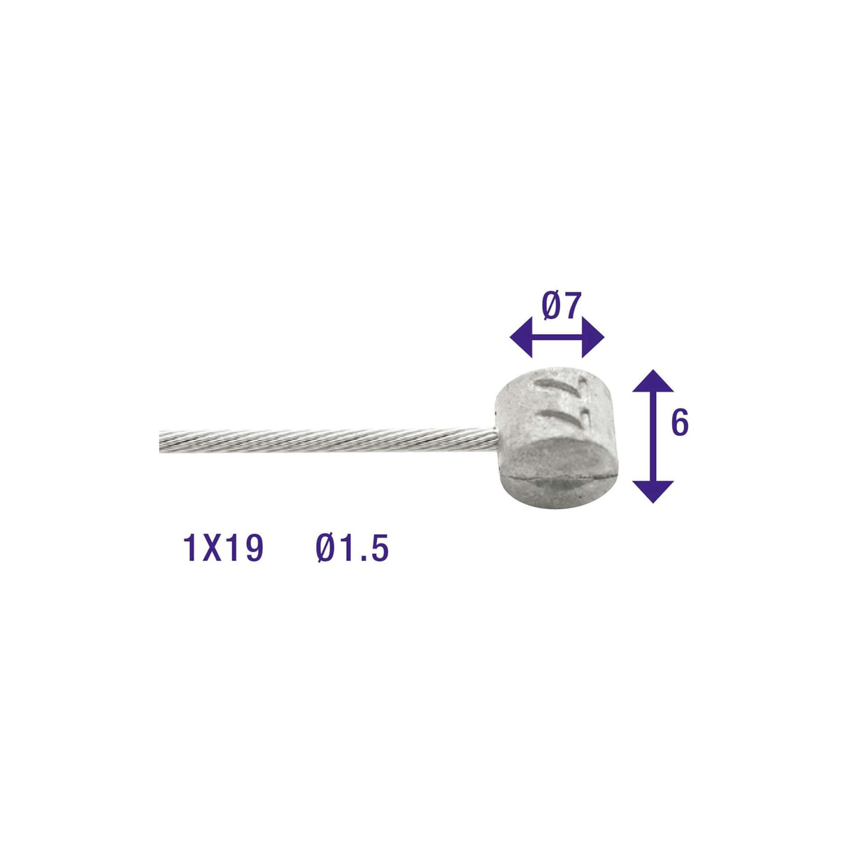 Elvedes brake inner cable 2250mm galvanized ø1.5mm T-nipple (on card)