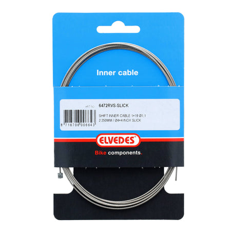 Elvedes 2250mm stainless steel Slick inner cable ø1.1mm Shimano SRAM N-nipple (on card)