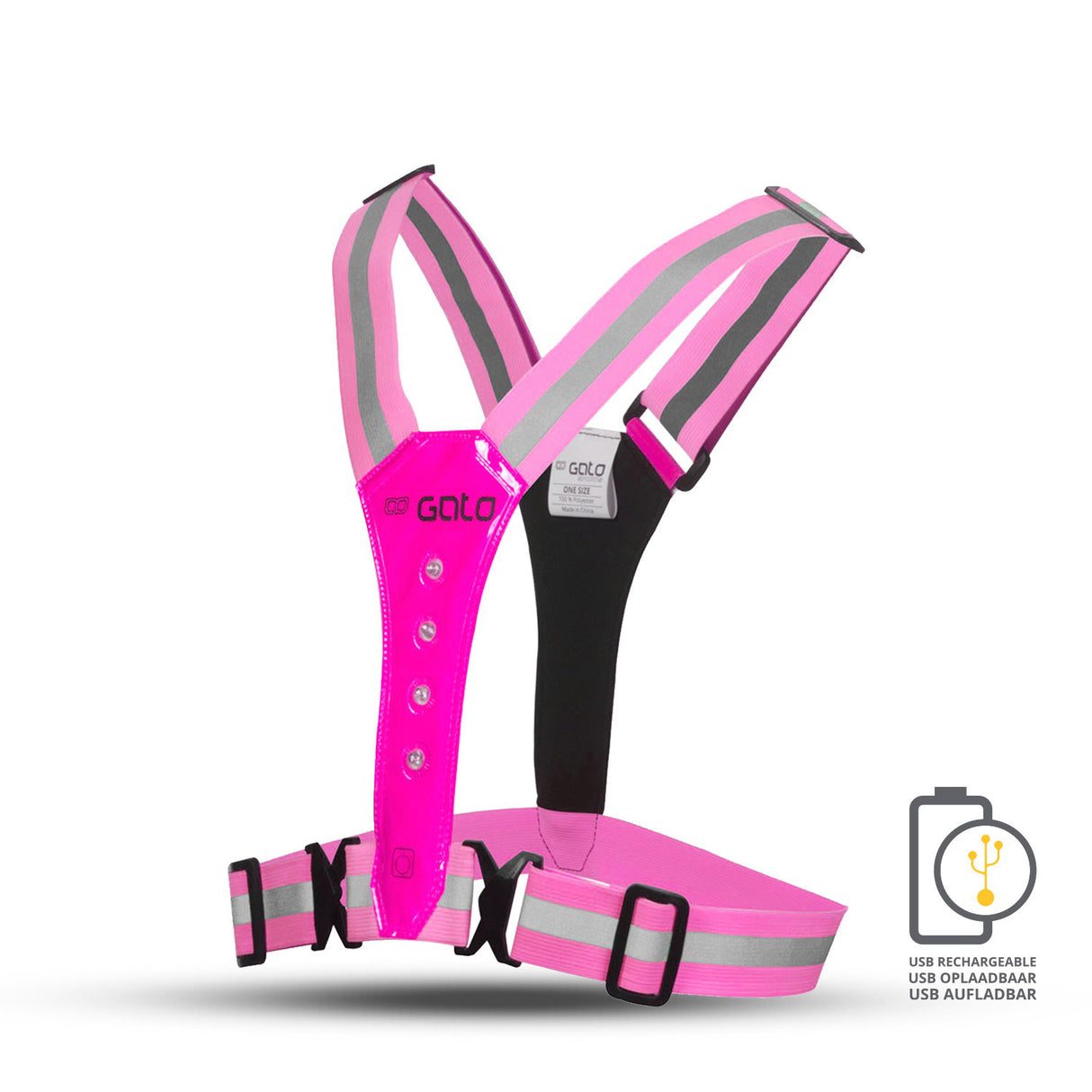 Outwet Safer Sport LED Vest USB Hot Pink One Size