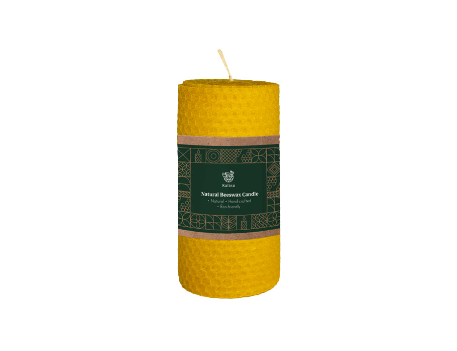 Kalina beeswax candle - pillar candle - 13cm