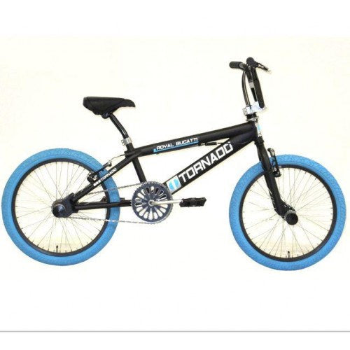 Tornado 20 inch freestyle bike matte black blue tires 2000024