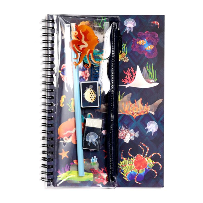 Marine kingdom ring bound notebook 6 piece writing set