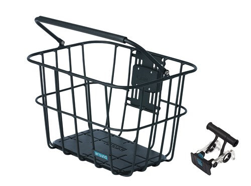Around basket alu matt black removable with handlebar holder