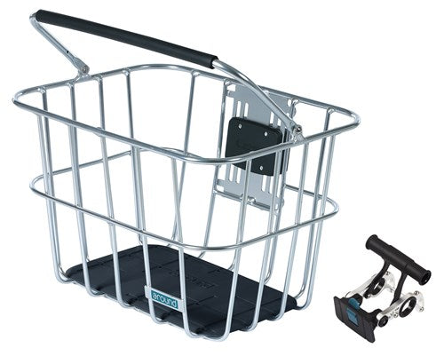 Around basket alu silver removable with handlebar holder