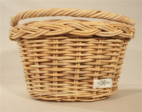 Pit Wicker Dinger Basket ronderëm grouss Uewerfläch natierlech