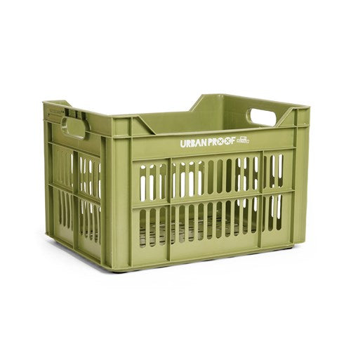 Cassa per biciclette a prova urbana in plastica riciclata da 30L oliva verde 40x30x25 cm