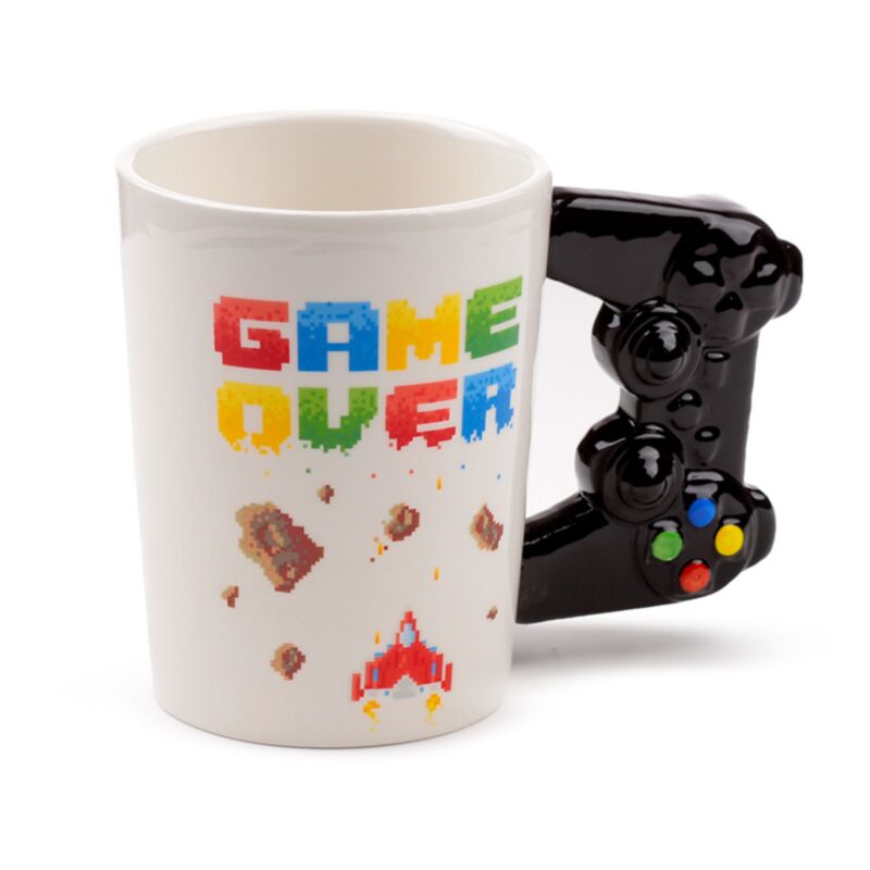 Game over - shaped handle ceramic mug