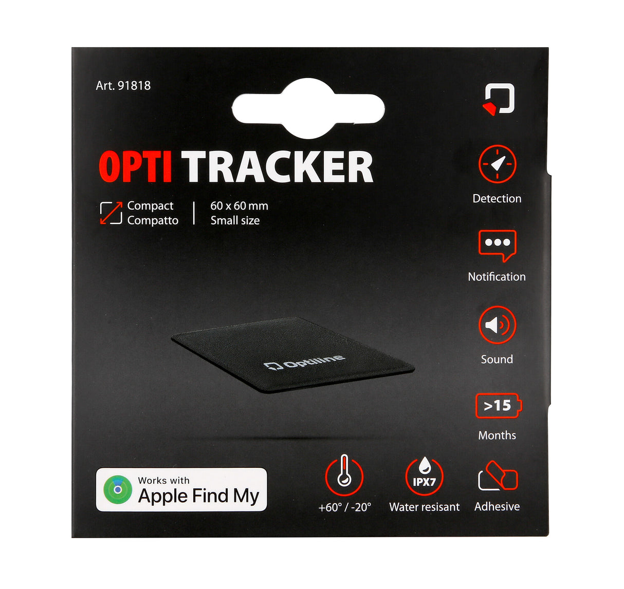 Optiline tracker compact, ultra-thin adhesive locator