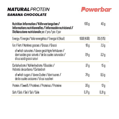 Barra vegana de proteína natural Powerbar caixa 18