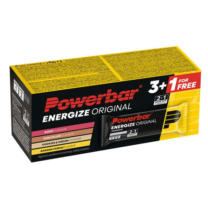 Powerbar Energize Multipack (9 Päck oder 3+1 x 55gr) - Schockela + Cookie Crème + Bananen + Berry