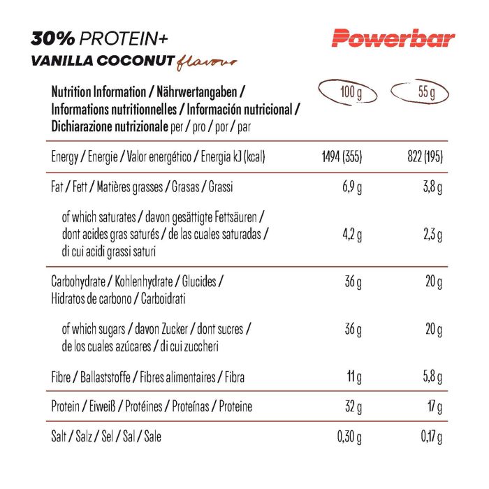Powerbar 30% protein+ (15 x 55gr) - vanilla coconut