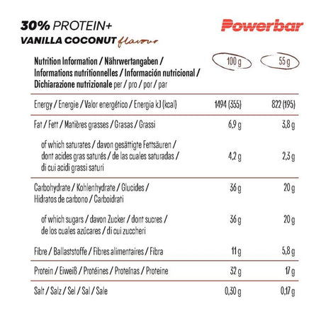 Powerbar 30% proteína+ (15 x 55gr) - baunilha coco