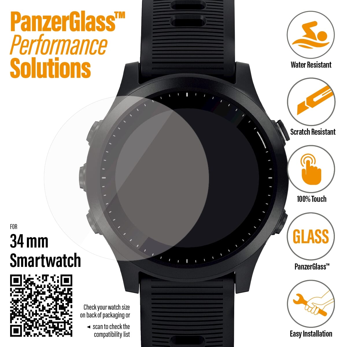 Panzerglass Smartwatch 34mm skærmbeskytter