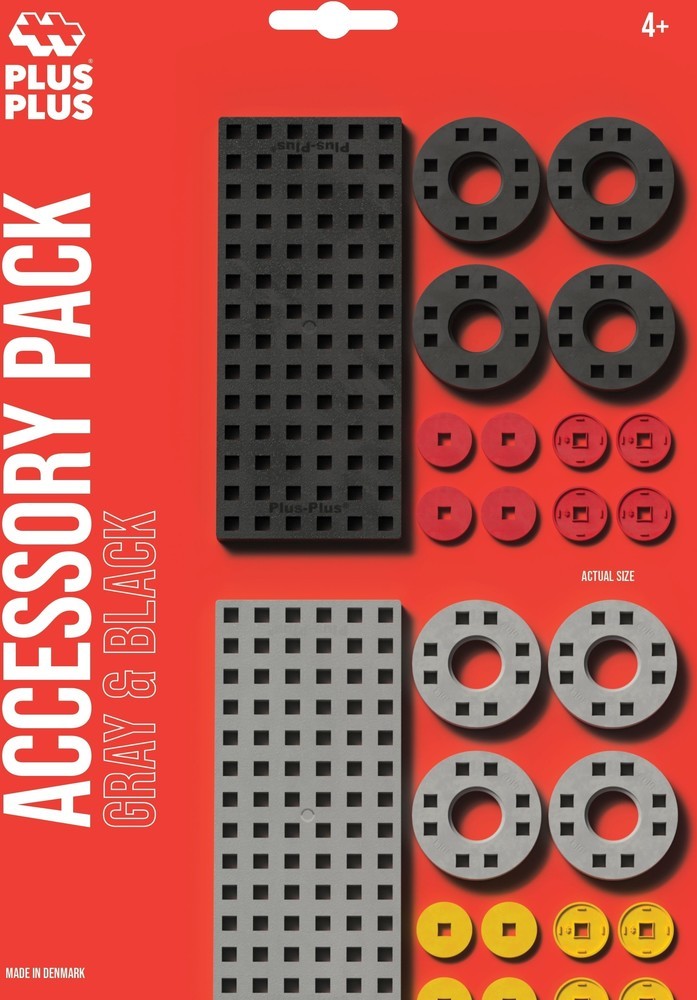 Plus plus building plate gray black small and wheels plus-plus: 26 pieces (3965)