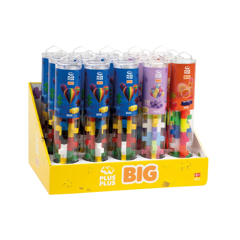 Plus plus plus plus grouss klassesch Faarfmix: 15 Stéck Tube Display (7302)