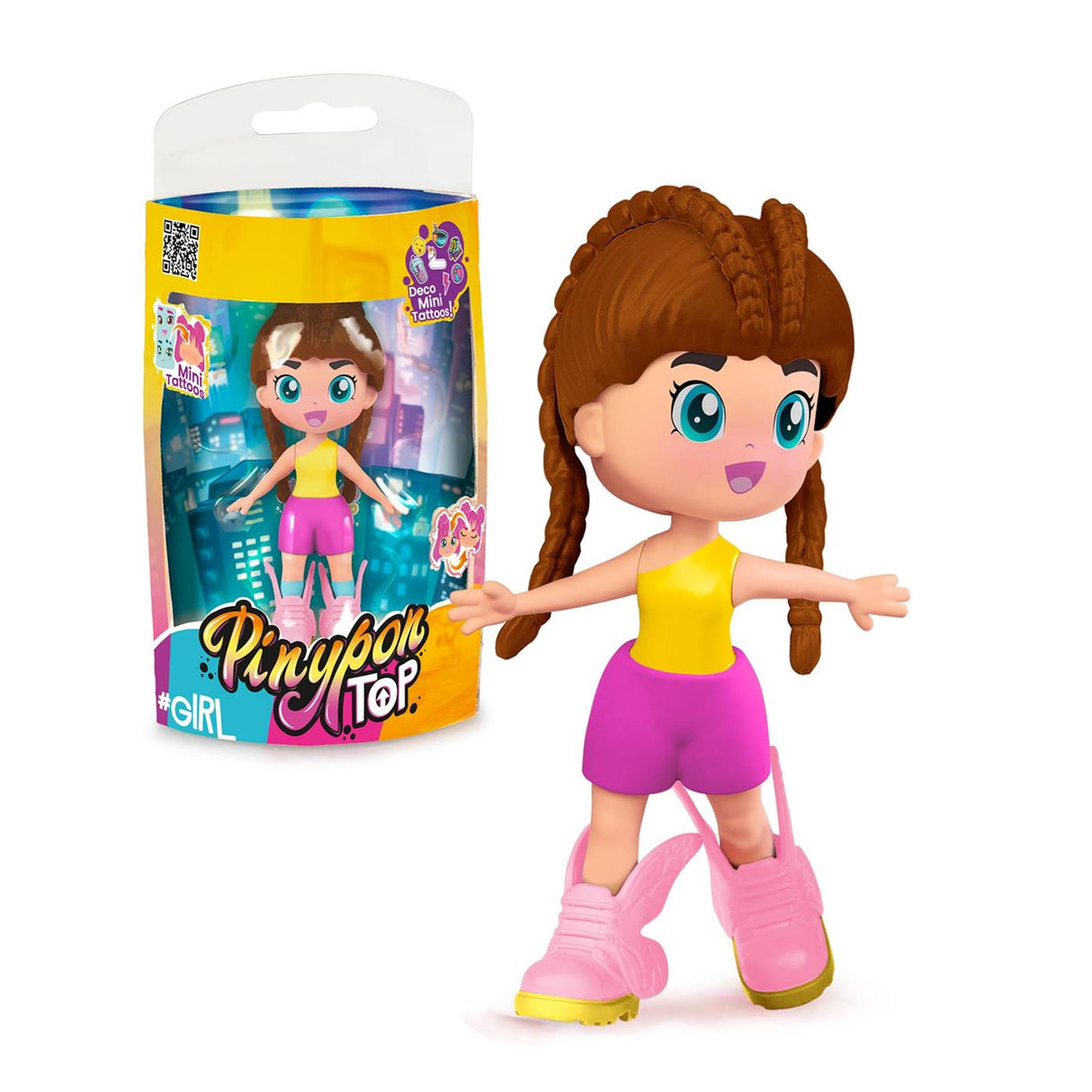 Pinypon top girl 11cm met deco tattoos