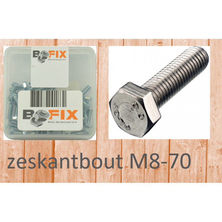 Bofix box of 12 hexagon bolts m8x70