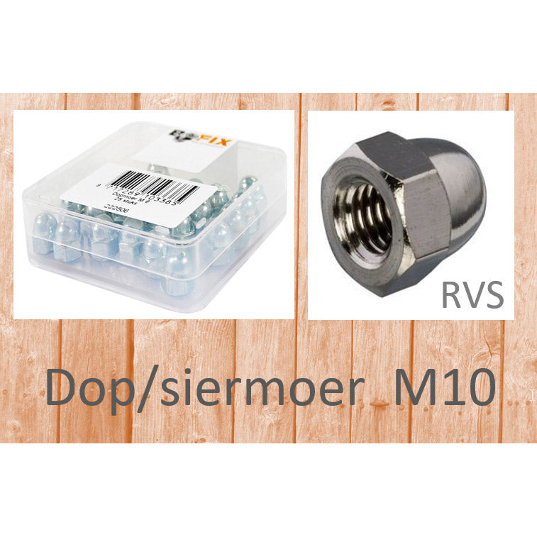 Bofix Dop siermoer M10 RVS (25st)