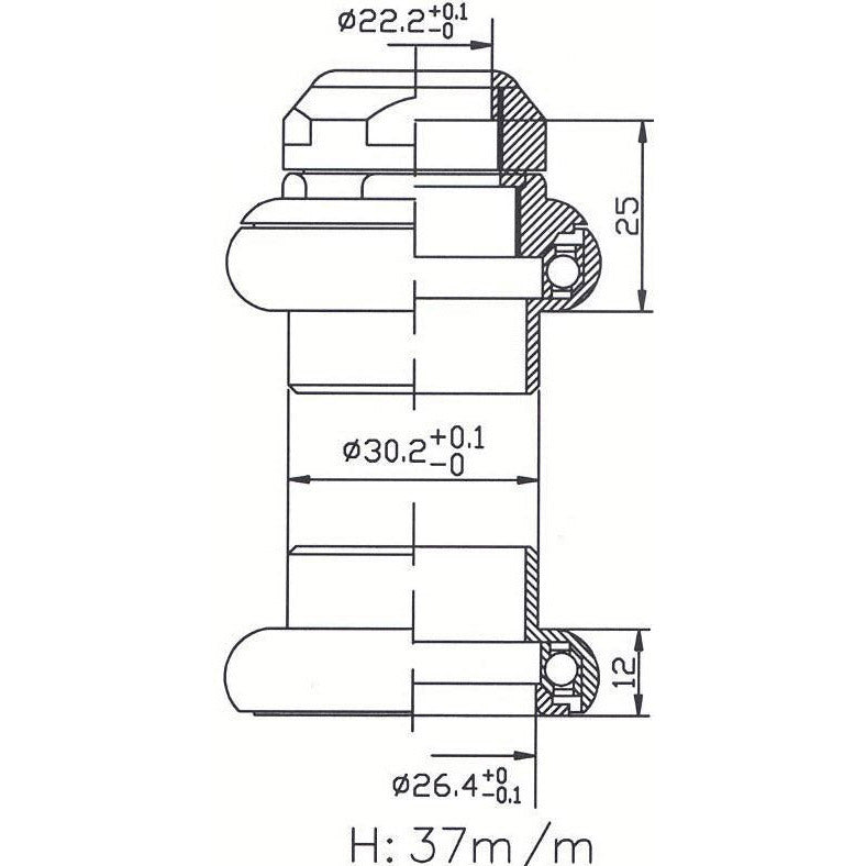 Tecora E E balhoofdstel1 inch draad cartr alu 26.4 conus zwart