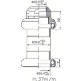 Tecora E E balhoofdstel1 inch draad cartr alu 26.4 conus zwart