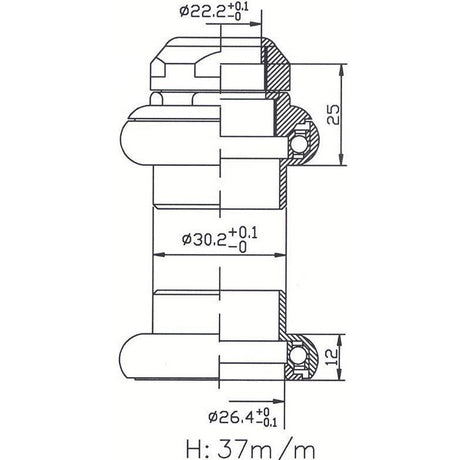 Tecora E E balhoofdstel1 inch draad cartr alu 26.4 conus zwart