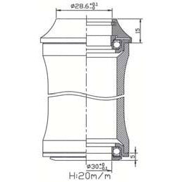 Tecora E Balhoofdstel zs44 28.6 zs44 30 1.1 8” zwart