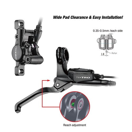 Tektro HD-E350 Hydraulic Disc Brake Kit LH + Sensor Cable 1800mm Black