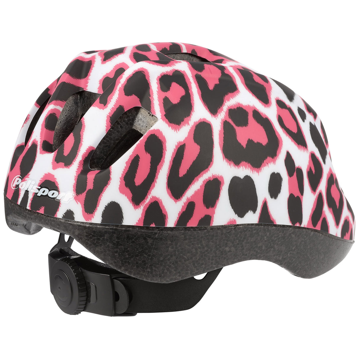 Polisport Kinderhelm Pinky Cheetah. Gréisst: Xs (463 5 cm), Faarf: Wäissrink