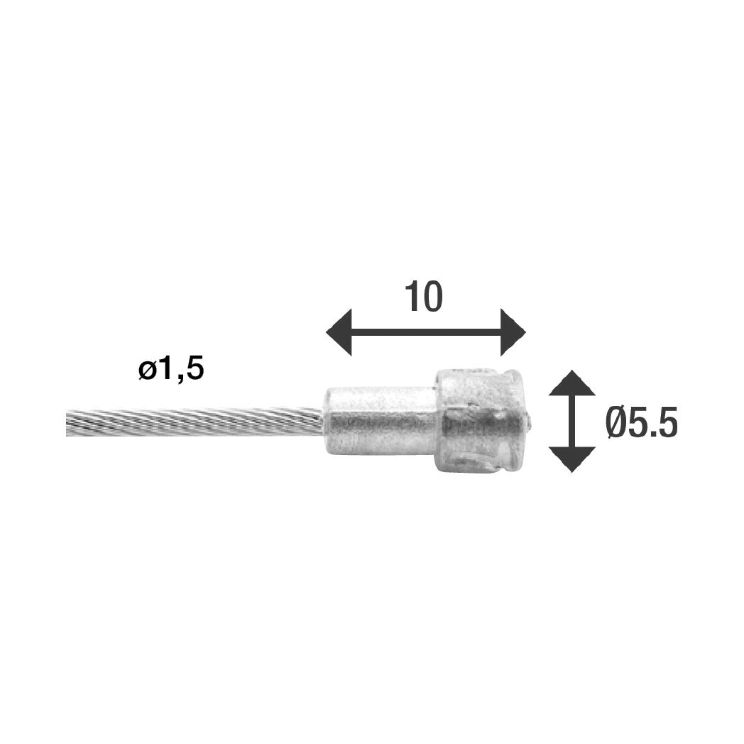 Elvedes brake inner cable 2,000 mm 1×19 thread stainless steel ø1.5mm with V-nipple ø5.5 × 10