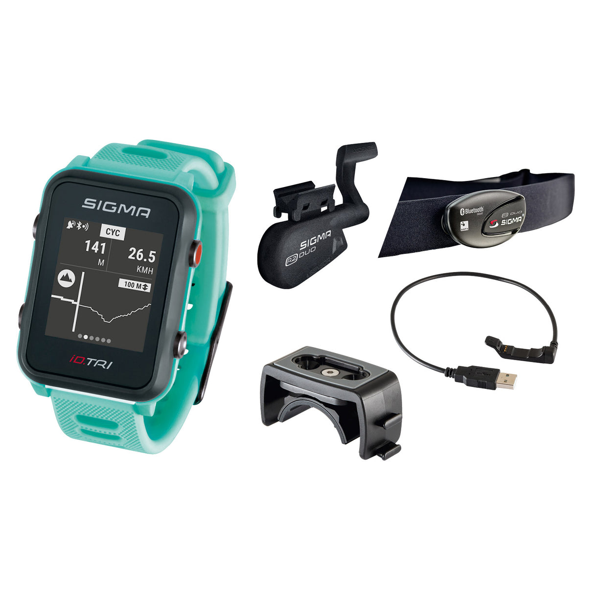 Sigma ID.TRI Neon Mint Basic ZS Hartsl GPS ACTI ANT + BLE + Sensorset