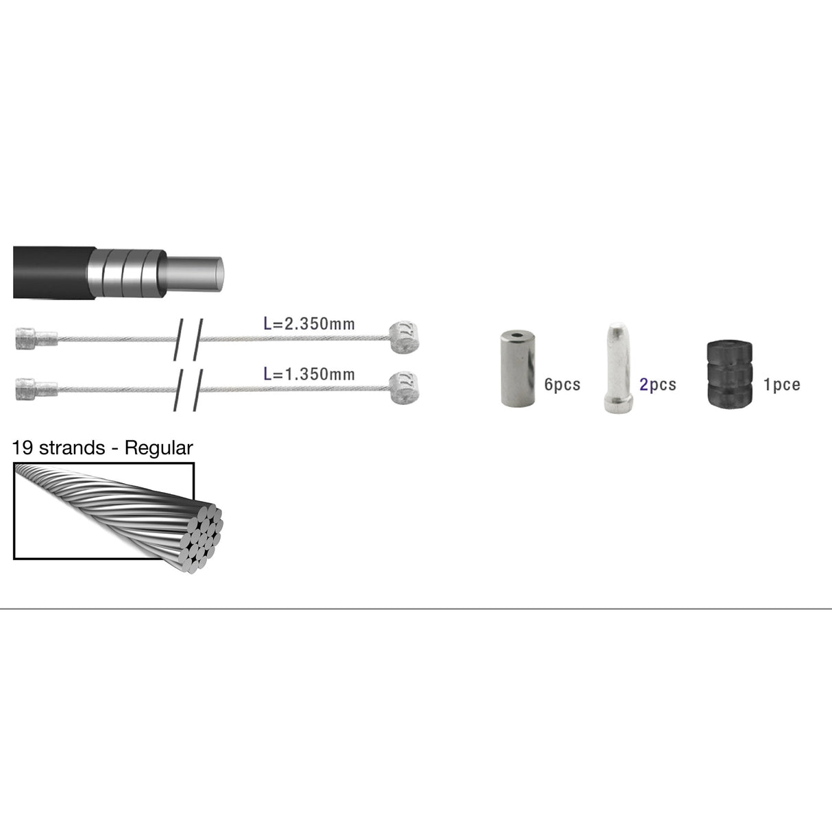 Elvedes Brake Cable Kit ATB Race Universal Blue 2015013