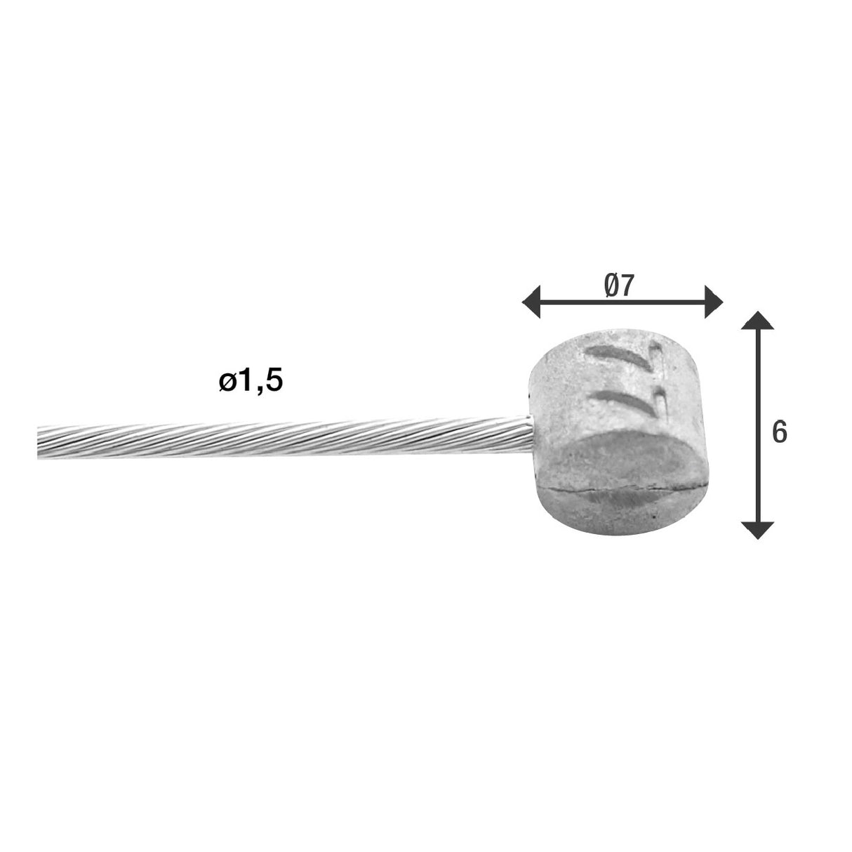 REM inomhuskabel Elvedes 2250mm rostfritt stål Slick Ø1.5mm t-nippel (på karta)