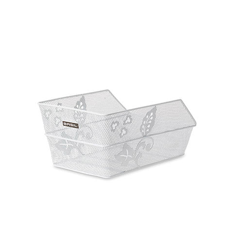 Basil Cento S FM - bicycle basket - rear - small - including mounting material - white