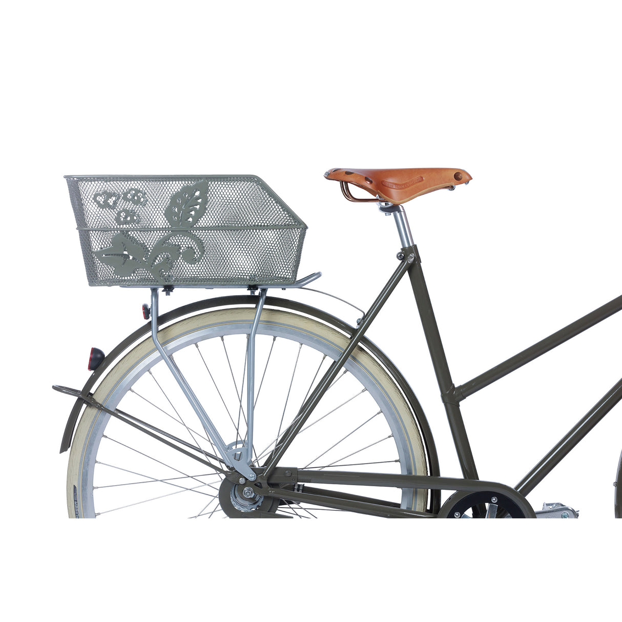 Basil Cento Flower - Bicycle basket - On the back - Olive Green